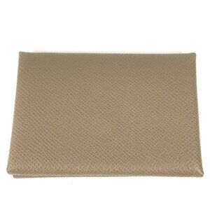 HERMES Two fold Calvi Duo Card Case coin purse Epsom Etoupe Beige Unused